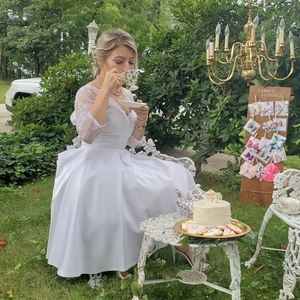 Impressions white backless formal dress